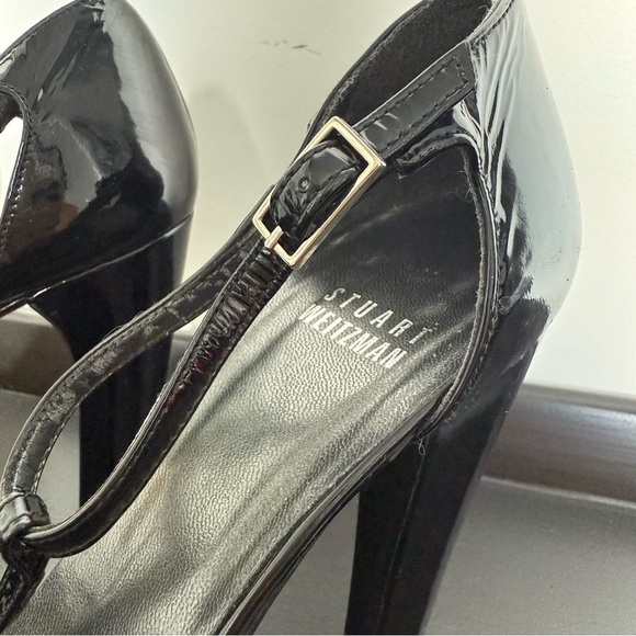 Vintage Stuart Weitzman black patent leather t-strap platform heel sandals - 6 - Picture 7 of 7
